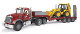 Bruder 02813 MACK Granite Low Loader and JCB 4CX