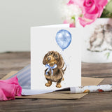 Gift Enclosure Card - Blue Balloon Sausage Dachshund