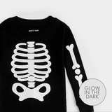 Petit Lem 2pc Pajama Set Skeleton Glow in the Dark Print on Black Baby