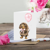 Gift Enclosure Card - Pink Balloon Sausage Dachshund