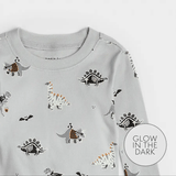 Petit Lem 2pc Pajama Set Dinoscaries Glow in the Dark on Lunar Grey KIDS'