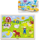 Viga 24pc Wooden Tray Puzzle 501976 Farm Animals