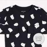 Petit Lem 2pc Pajama Set Ghosts Glow in the Dark Print on Black KIDS'
