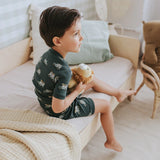 Petit Lem FINAL SALE 2pc Pajama Set Safari SUV Print on Military Green