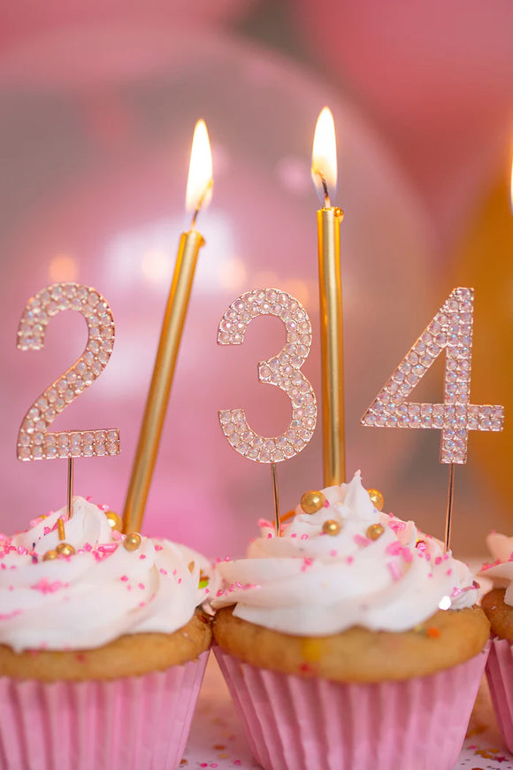 Great Pretenders Rhinestone Cake Topper Numbers - Pink