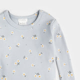 Petit Lem 2pc Pajama Set Daisy Print on Pearl Blue Baby