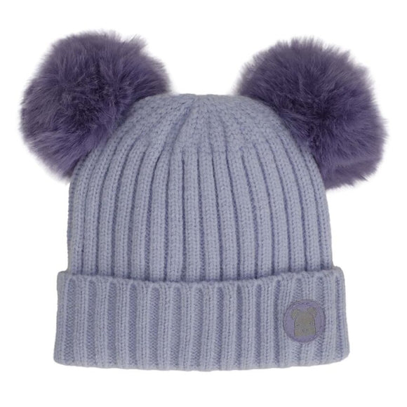 Calikids W2209 Baby 2 Pompom Knit Winter Hat NEWBORN Lavender