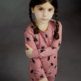 Petit Lem 2pc Pajama Set Witchy Cats Glow in the Dark on Plum KIDS'