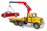 Bruder 02829 MACK Granite Tow Truck with Roadster