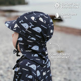 Jan & Jul Sun Soft UV Baby Cap Navy Whale Tales