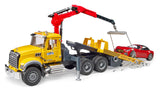 Bruder 02829 MACK Granite Tow Truck with Roadster