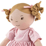 Tikiri Toys Amelia Lt. Brown Hair Doll in Pink Linen Dress