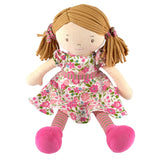 Tikiri Toys Fran the Light Brown Hair Doll with Dark Pink & Green Dress