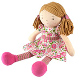 Tikiri Toys Fran the Light Brown Hair Doll with Dark Pink & Green Dress