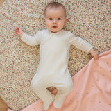 Petit Lem Sleeper White Pointelle Knit Cross Body Baby