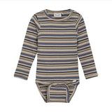 MinyMo FINAL SALE Bodysuit LS Rib Blue Stripe