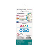 Ooly Bright Writers Colored Ink Retractable Ballpoint Pens - Set of 6