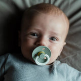 BIBS Pacifier Original COLOUR Latex 2 PK GLOW in the Dark - Sage/Pine
