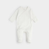Petit Lem Sleeper White Pointelle Knit Cross Body Baby