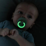 BIBS Pacifier Original COLOUR Latex 2 PK GLOW in the Dark - Sage/Pine