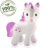 CaaOcho 100% Pure Natural Rubber Teether Toy -  Mira the Unicorn Teether Lavender