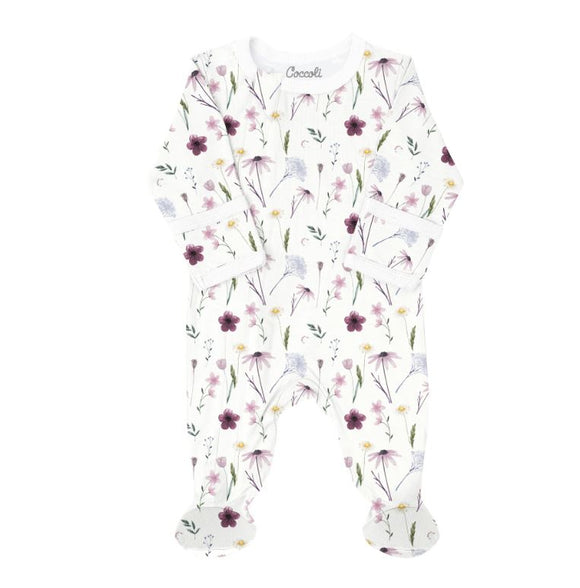 Coccoli Modal Zipper Footie Floral on Cream