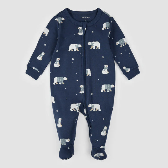 Petit Lem Sleeper Polar Bear on navy