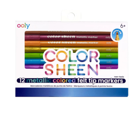 Ooly Color Sheen Metallic Colored Felt Tip Markers - Set of 12