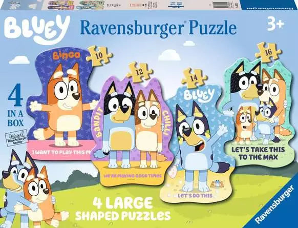 Ravensburger 03132 - 4 Large Shaped Puzzles - Bluey – Klubhouse for Kids