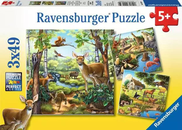 Ravensburger 3x49pc Puzzle 09265 Forest/Zoo/Domestic Animals