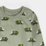 Petit Lem 2pc Pajama Set Recycling Truck on fall green KIDS'