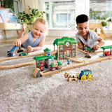 Hape E3741 Wooden Retro Train & Station Set
