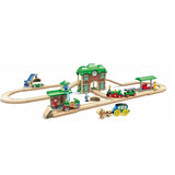 Hape E3741 Wooden Retro Train & Station Set