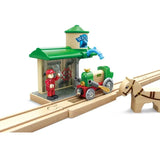 Hape E3741 Wooden Retro Train & Station Set