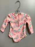 Mandarin & Co 1pc Rashguard Ruffle butt rib UV50 Swimwear Light Coral Butterfly BABY