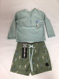 Northcoast 2pc Rashguard/Swim Shorts Green Surfboard BABY