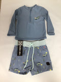 Northcoast 2pc Rashguard/Swim Shorts Blue Trucks BABY