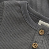 MinyMo FINAL SALE Bodysuit LS Rib Taupe Grey