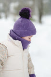 Calikids W2611 Knit PomPom Hat Grape