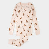 Petit Lem 2pc Pajama Set Reindeer print on Soft Pink