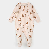 Petit Lem Sleeper Reindeer print on Soft Pink