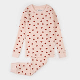 Petit Lem 2pc Pajama Set Hearts Waffle on Peony