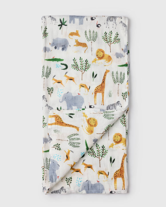 Loulou Lollipop Muslin Swaddle - Safari Jungle