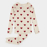 Petit Lem 2pc Pajama Set Rib Heart Print KIDS'