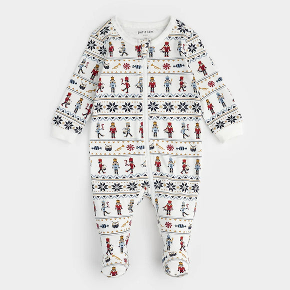 Petit Lem Sleeper Nutcracker Fair Isle Print