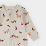 Petit Lem Sleeper Puppy Love Print on Beige