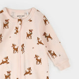 Petit Lem Sleeper Reindeer print on Soft Pink