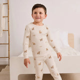 Petit Lem 2pc Pajama Set Highland Cow on Creme LunaKnit