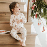 Petit Lem 2pc Pajama Set Gingerbread Print on Silver-Pink Peony KIDS'