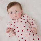 Petit Lem Sleeper Hearts Waffle on Peony